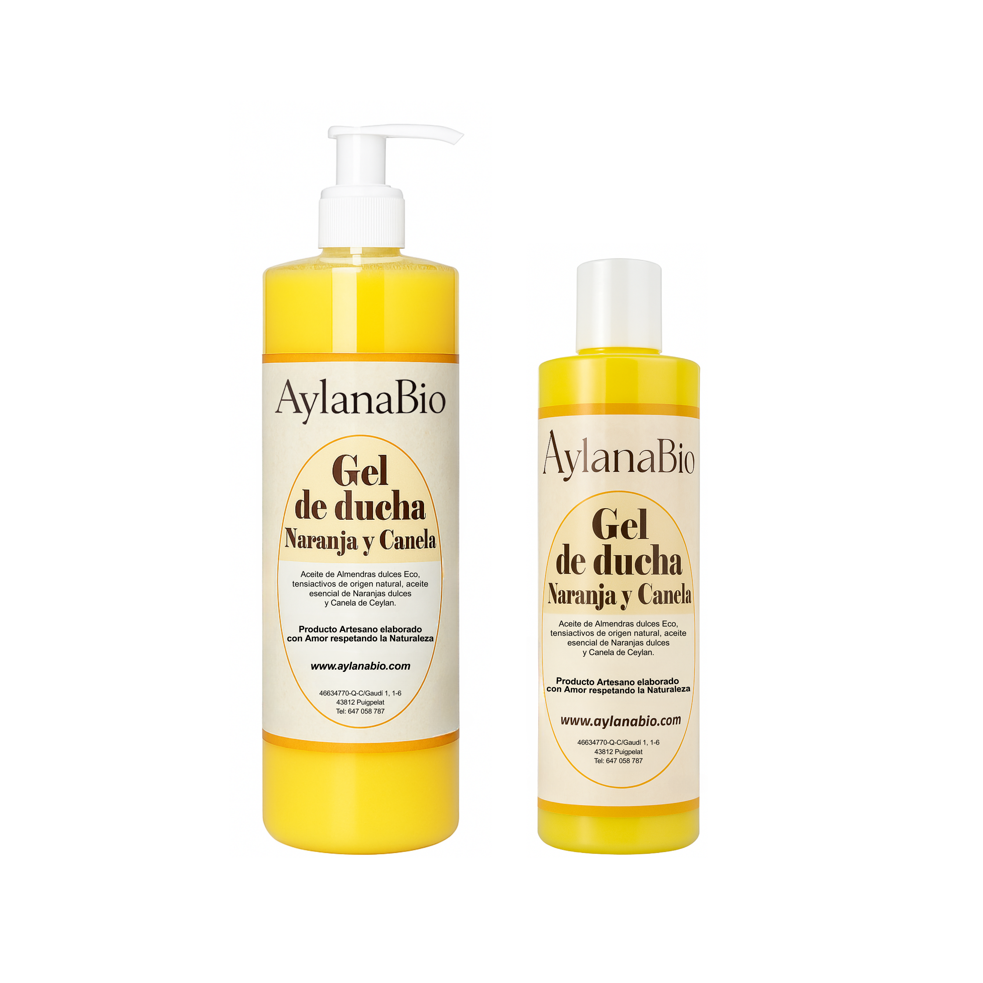GEL CORPORAL DE DUCHA NARANJA Y CANELA_Aylana Bio